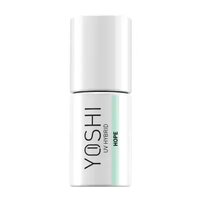 Frasco branco de produto YOSHI UV HYBRID HOPE com tampa branca
