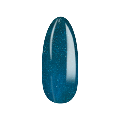 Verniz de unha azul cintilante em amostra oval