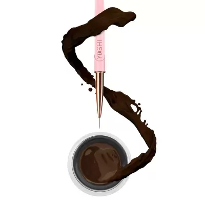 Caneta para sobrancelhas rosa e tinta marrom em padrão fluido