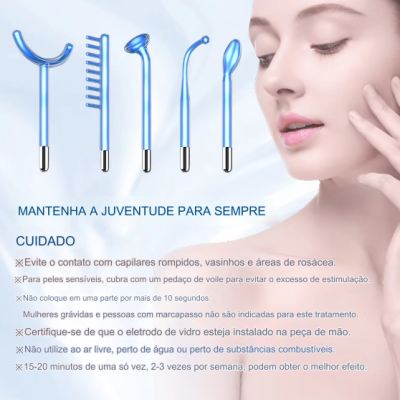 Kit Alta Frequência Portátil C/ 5 Eléctrodos