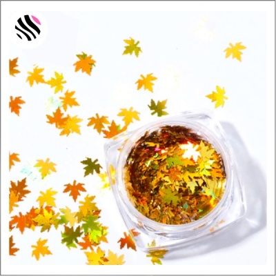 Folhas de Outono Holográfica Dourada