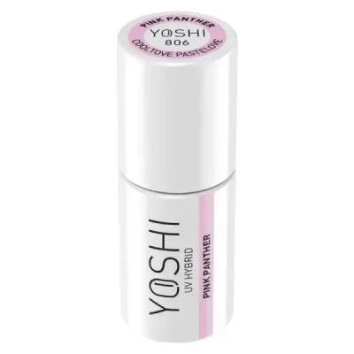 Frasco branco de verniz de unhas YOSHI UV HYBRID cor rosa PINK PANTHER