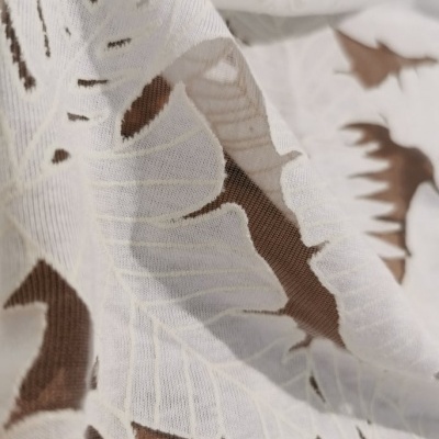 Tecido tule bordado FOLHEADO BRANCO