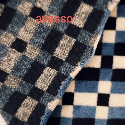 Malha Peluche (tipo veludo) Jaquard MOSAICO AZUL