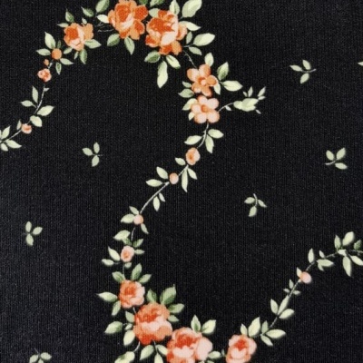 Malha Jersey c/ Elastano BLACK FLOWERS