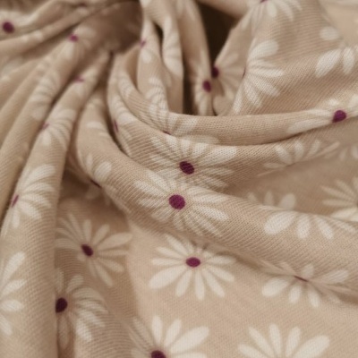 Malha Jersey Algodão Modal BEGE FLORAL