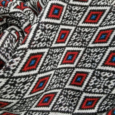 Malha jacquard Interlock PRETO / BORDEAUX LOSANGOS