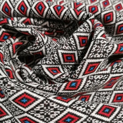 Malha jacquard Interlock PRETO / BORDEAUX LOSANGOS