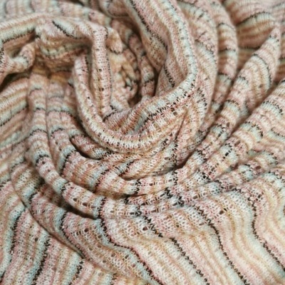 Malha Jacquard c/ Lurex BEGE RISCAS COLORIDAS