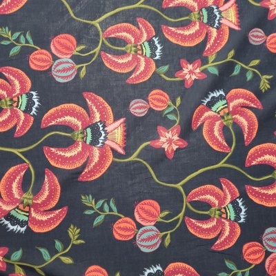 Tecido Algodão MARINHO C/ LÍRIOS