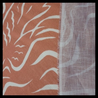 Tecido Linho SALMÃO PÁSSAROS BRANCOS