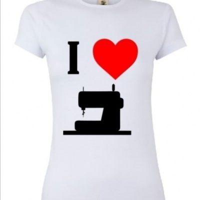 T-shirt Branca Senhora- I LOVE COSTURA