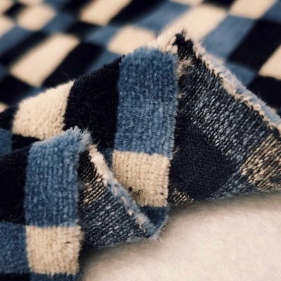 Malha Peluche (tipo veludo) Jaquard MOSAICO AZUL