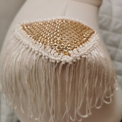 Aplicação de ombro MALHA CRU/ALUMÍNIO OURO