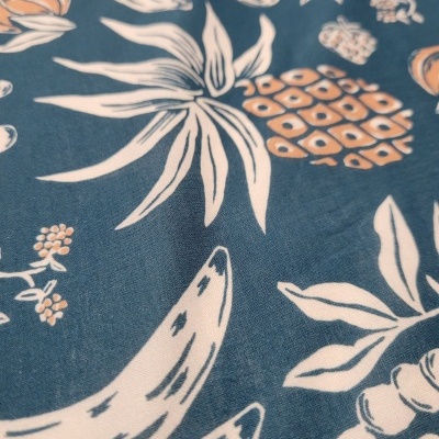 Tecido Algodão AZUL PETRÓLEO TUTTI-FRUITTI