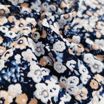 Malha Jersey Poliamida c/ Elastano  Padrão FLORAL CORAL