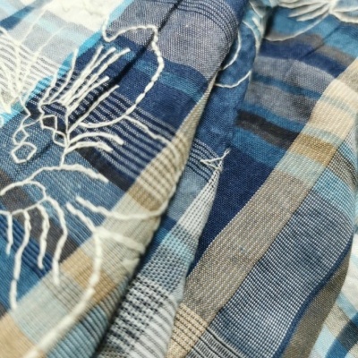 Tecido Bordado Algodão XADREZ FLOR