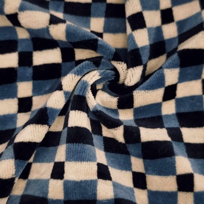Malha Peluche (tipo veludo) Jaquard MOSAICO AZUL