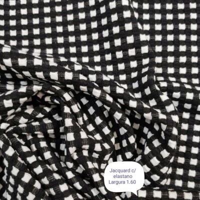 Malha Jacquard c/Elastano PRETO & BRANCO