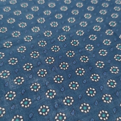 Tecido Algodão AZUL C/ FLORES BRANCAS