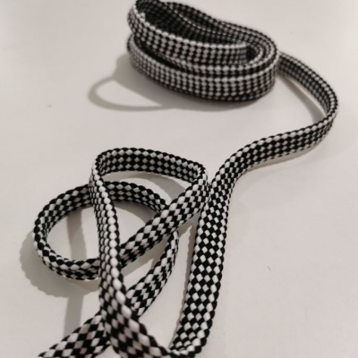 Cordão espalmado 10mm -  algodão - padrão xadrez
