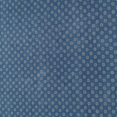 Tecido Algodão AZUL C/ FLORES BRANCAS