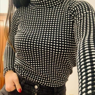 Malha Jacquard c/Elastano PRETO & BRANCO