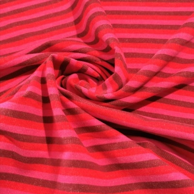 Felpa Italiana algodão c/elastano Riscas VERMELHO & ROSA