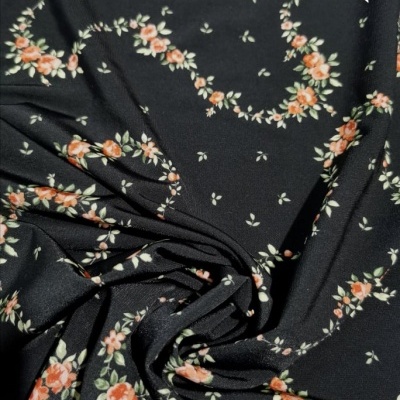 Malha Jersey c/ Elastano BLACK FLOWERS