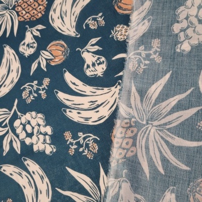 Tecido Algodão AZUL PETRÓLEO TUTTI-FRUITTI