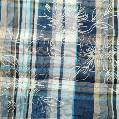 Tecido Bordado Algodão XADREZ FLOR