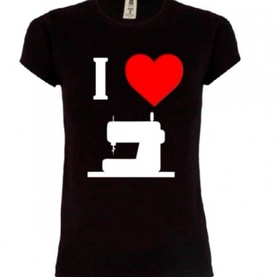 T-shirt Preta Senhora- I LOVE COSTURA