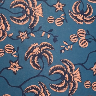 Tecido Algodão AZUL C/ LÍRIOS