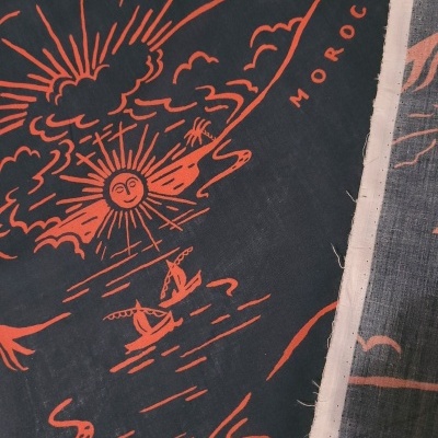 Tecido Algodão MARINHO DESERTO VERMELHO