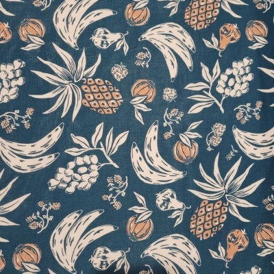 Tecido Algodão AZUL PETRÓLEO TUTTI-FRUITTI