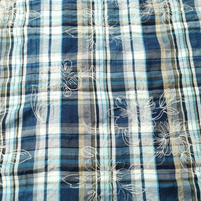 Tecido Bordado Algodão XADREZ FLOR