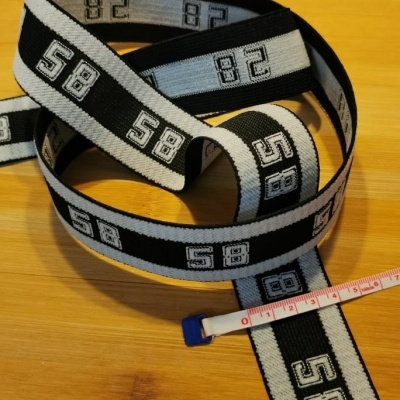 Elastico 40 mm Preto/Branco 58