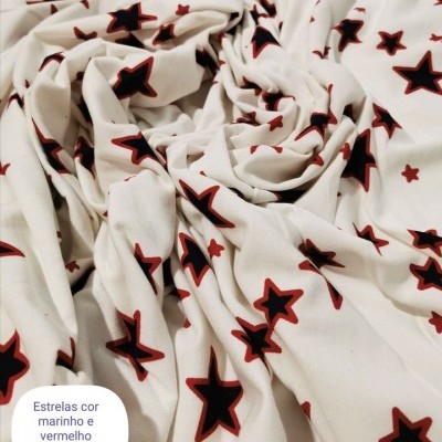 Felpa Italiana c/carda ESTRELAS AZUL MARINHO/VERMELHO