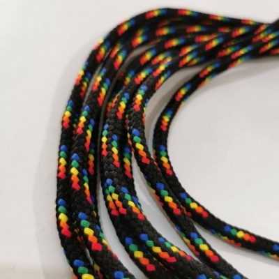 ﻿﻿Cordão redondo 5/6mm - poliester - colorido base preta