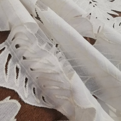 Tecido tule bordado FOLHEADO BRANCO