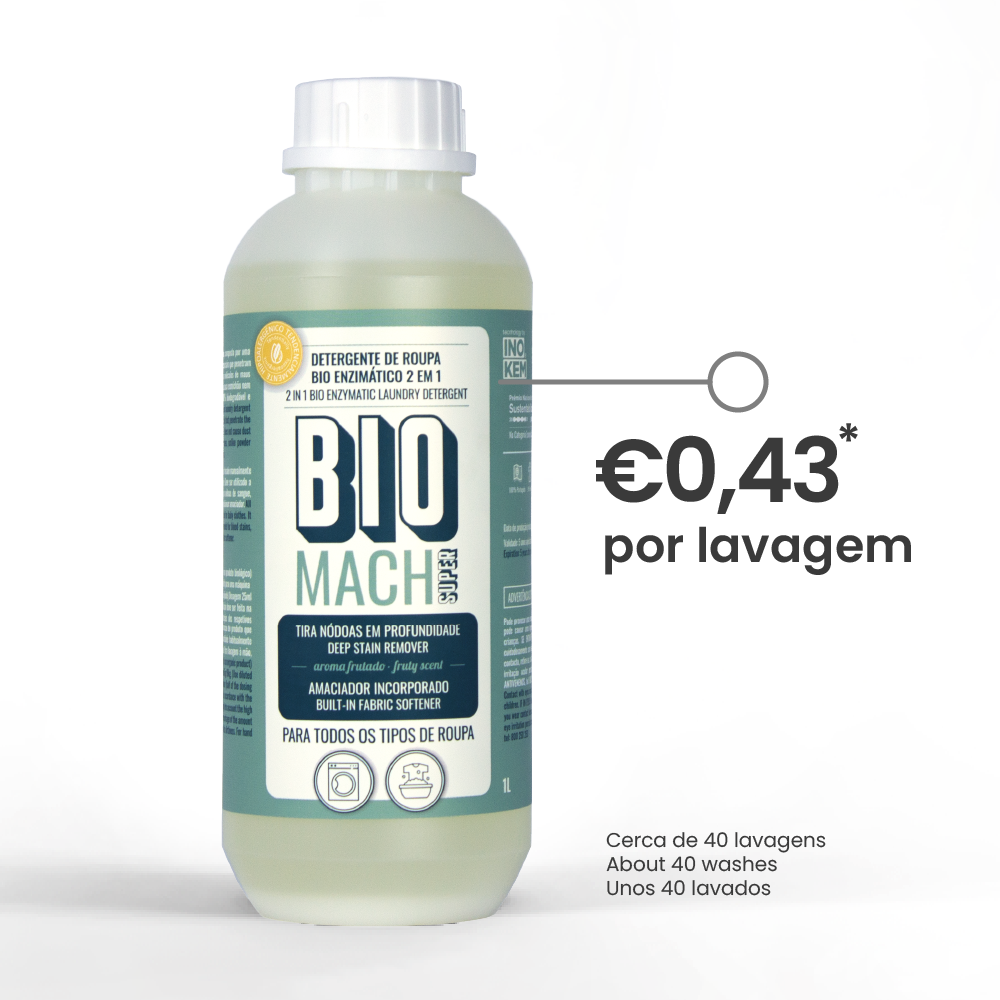 Detergente de roupa bio enzimático 2 em 1 - BIOMACH SUPER Original (frutado) Detergente de roupa bio enzimático 2 em 1 - BIOMACH SUPER Original (frutado)