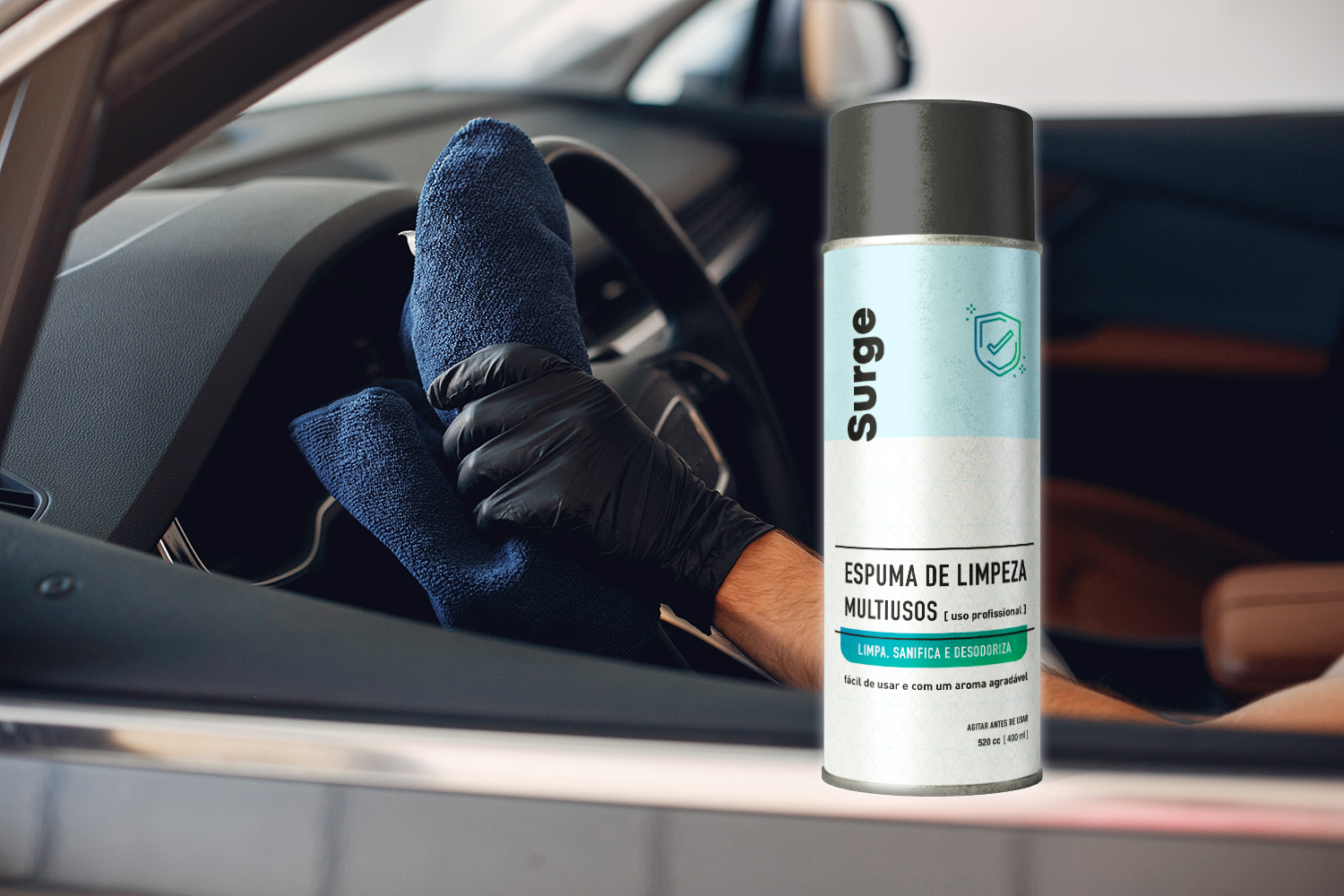Espuma de Limpeza Multiusos para tecidos e carpetes 400ml - Surge Espuma de Limpeza Multiusos para tecidos e carpetes 400ml - Surge