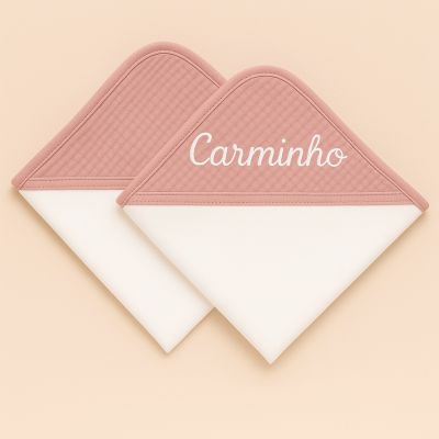 Fraldas de algodão com detalhe musselina - rosa velho