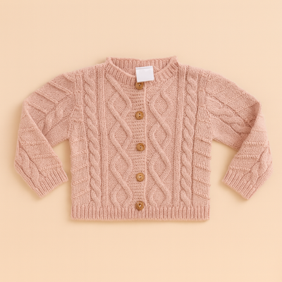 Casaco entrançado - rosa velho