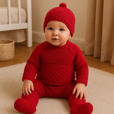 Conjunto de malha botão - Vermelho