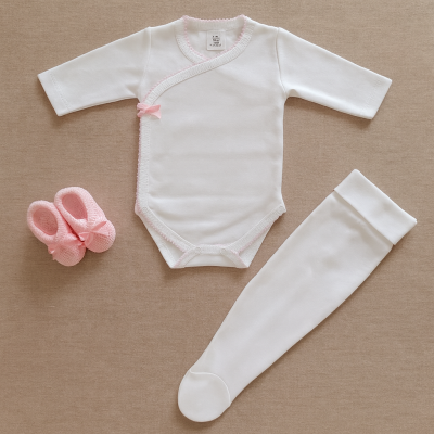 Body trespasse e calças - rosa