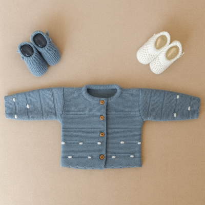 Casaco de malha com detalhes brancos - Azul cobalto