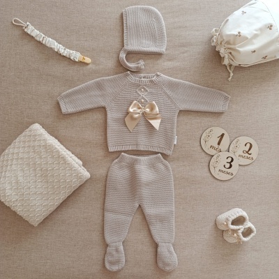 Conjunto de malha laço - areia