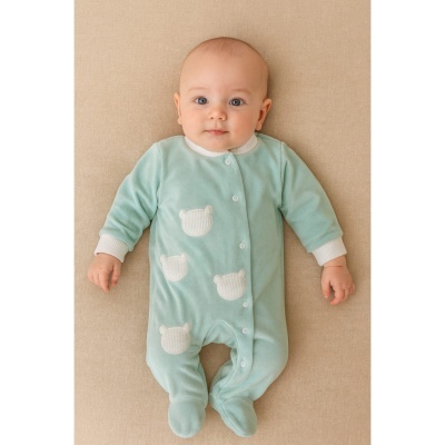 Babygrow veludo ursinho - Verde