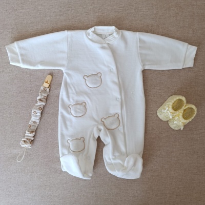 Babygrow veludo ursinho - Pérola